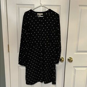 LOFT Black Dress with White Polka Dots